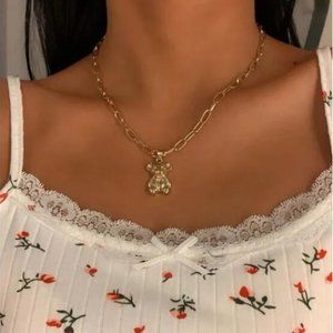 Gold Bear Pendant Necklace
